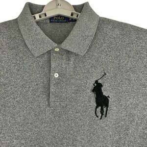 Polo Ralph Lauren Men's 2XB Big Pony Gray Polo‎ Shirt Black Logo Big & Tall